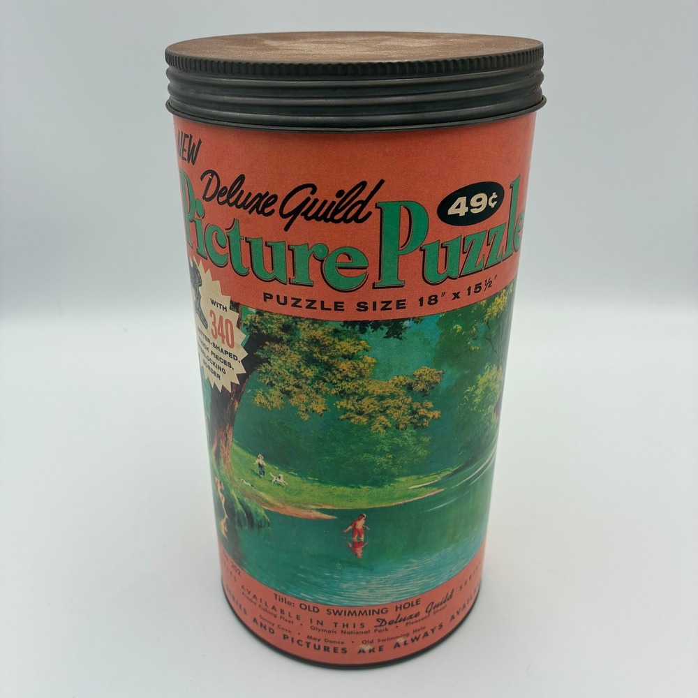 Vintage Whitman Deluxe Guild Picture Puzzle Old Swimming Hole 340 Piece Complete